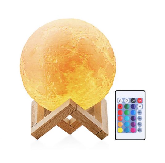 Bedrooms Bedside Night Lights for Bay Kids Lover Birthday Party Gifts PREKIAR 16 Colors 15cm LED 3D Print Star Moon Light with Stand & Remote & Touch Control and USB Rechargeable Moon Lamp